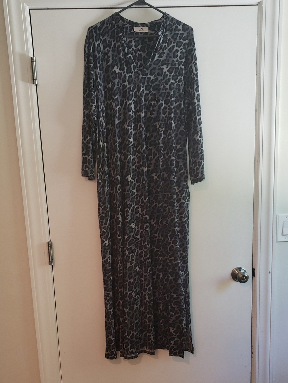 Natori Gray Leopard Print Maxi Dress